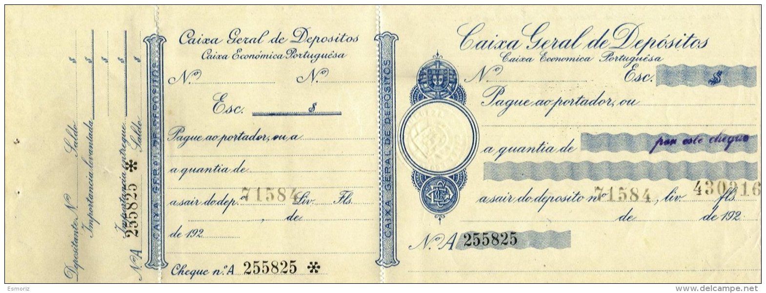 PORTUGAL, Cheques, F/VF - Ongebruikt