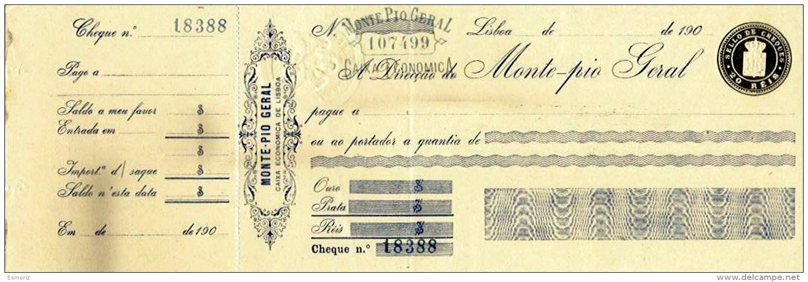 PORTUGAL, Cheques, F/VF - Ongebruikt