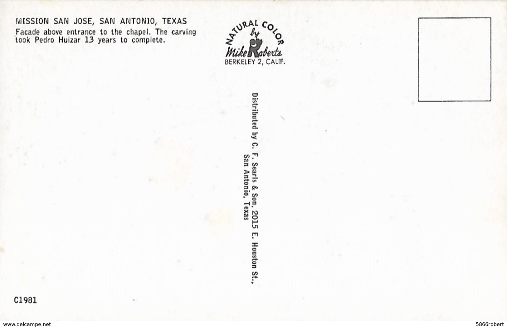 CARTE POSTALE ORIGINALE DE 9CM/14CM : MISSION SAN JOSE SAN ANTONIO THE CHAPEL TEXAS USA - San Antonio