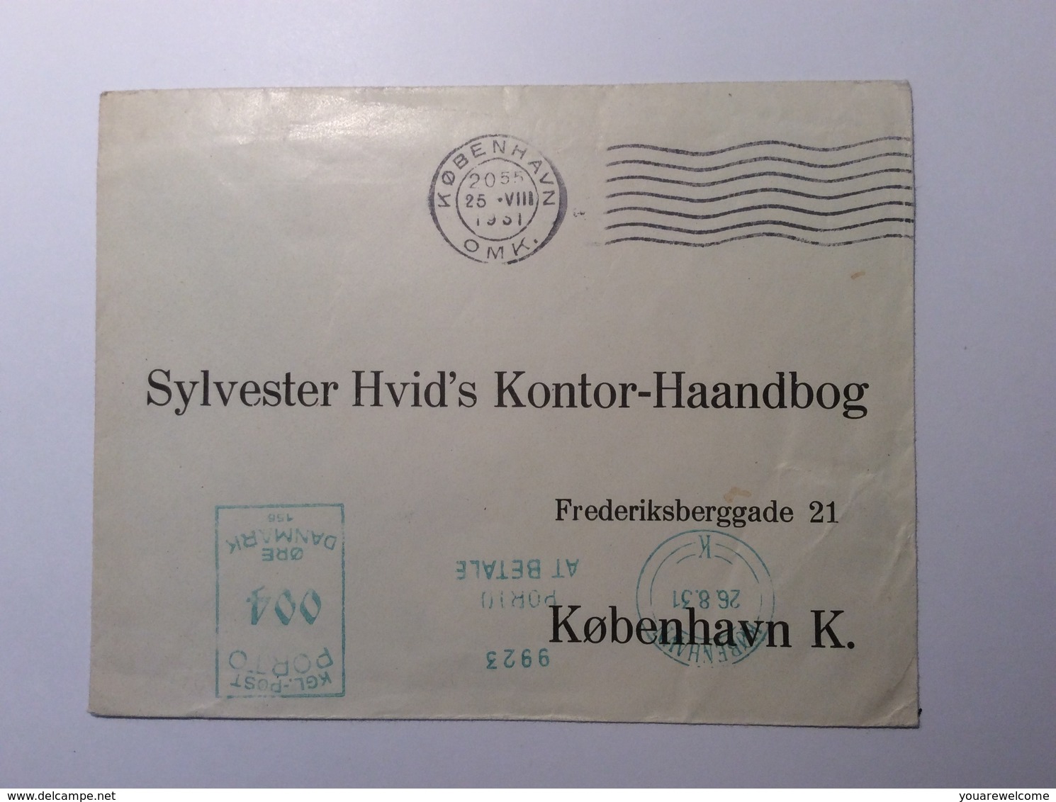 Denmark 1931 RARE “PORTO AT BETALE“ Postage Due Meter Franking Machine KØBENHAVN   (cover Danemark Lettre Brief - Segnatasse