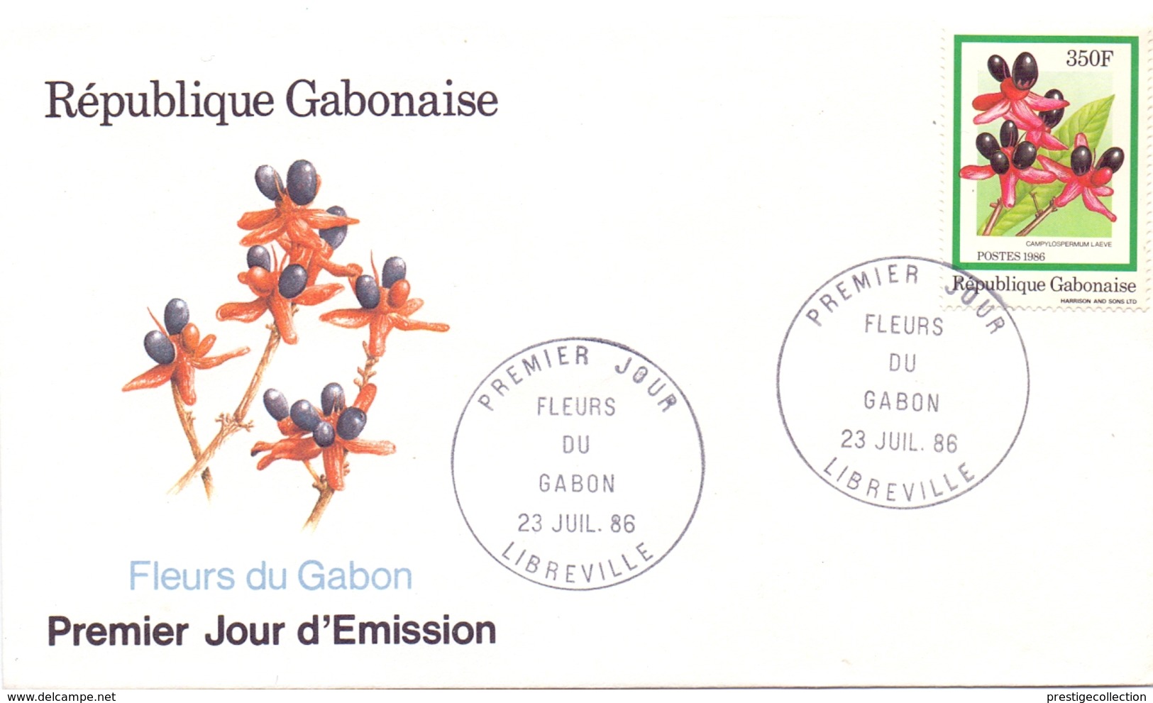 GABON  FDC  FLOWERS OF GABON (GIUGN180161) - Gabon (1960-...)