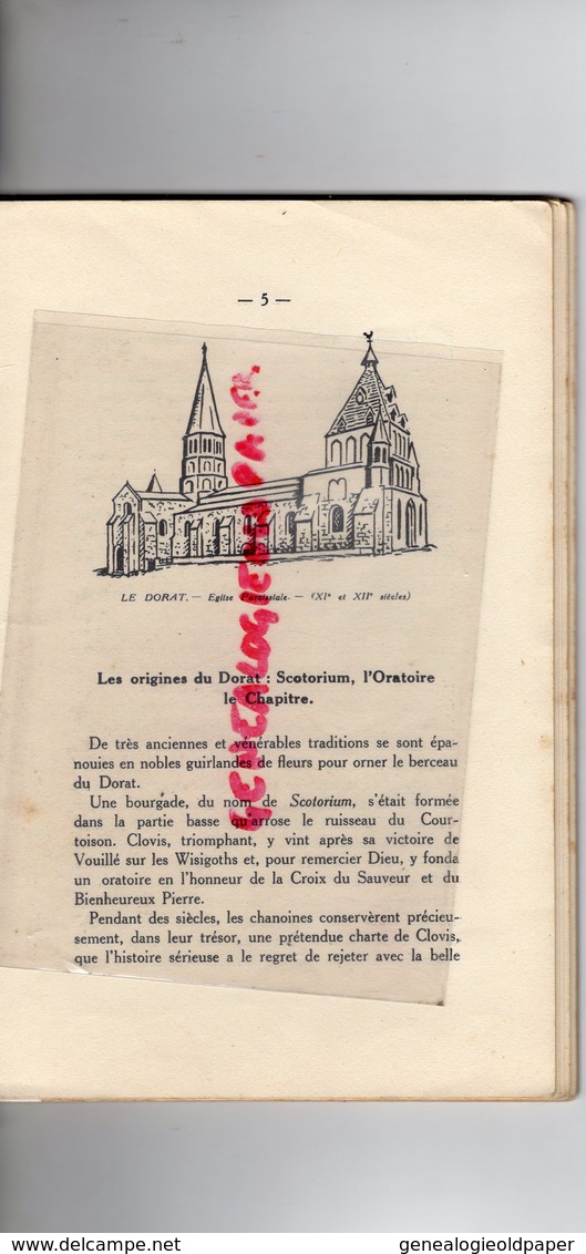 87 - LE DORAT A TRAVERS SON PASSE-NOTICE HISTORIQUE GUIDE-J. NOUAILLAC- IMPRIMERIE MARCEL BRULE-1932-  BERTRAND CLISSON - Limousin