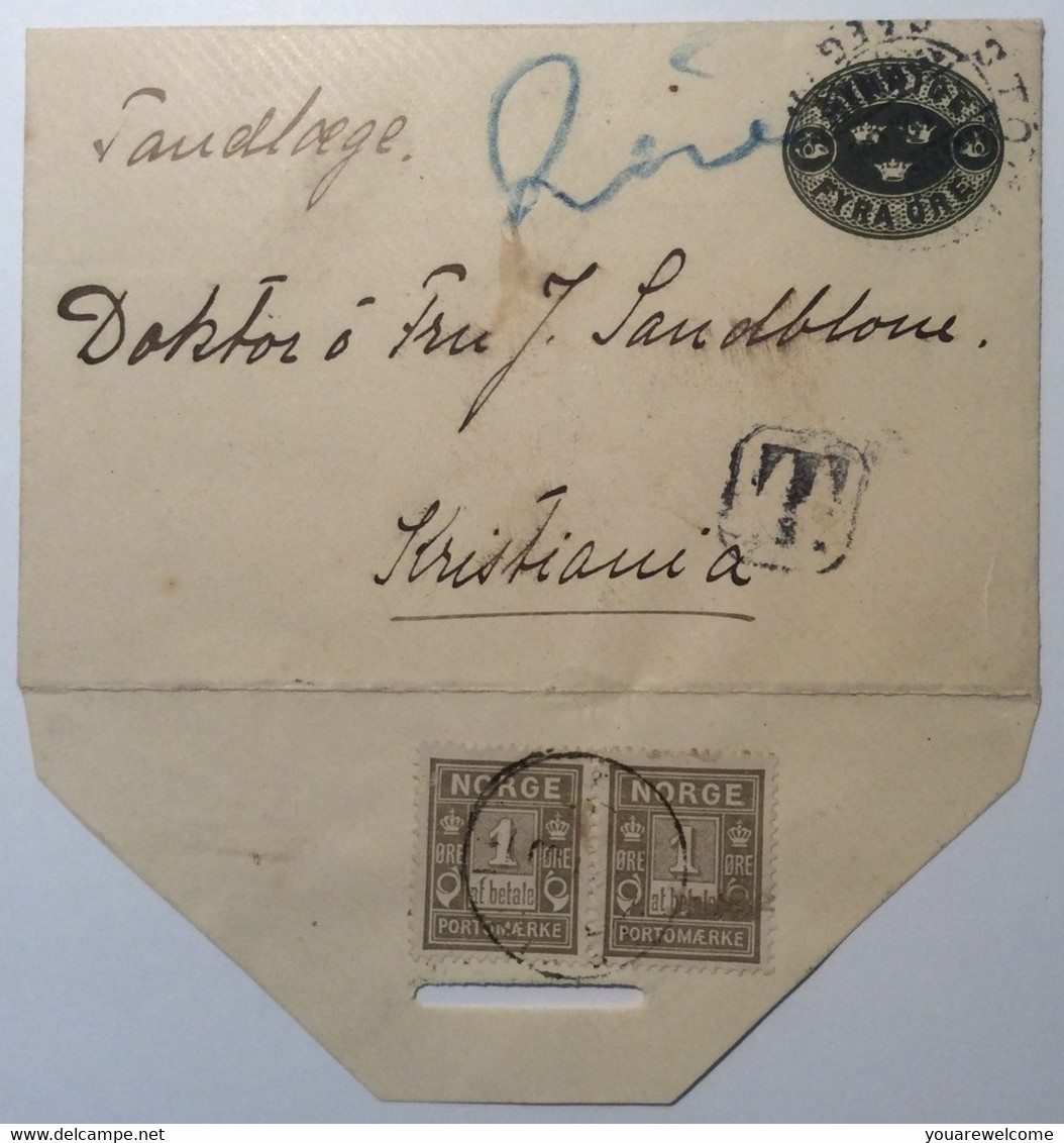 Norway 1908 POSTAGE DUE „PORTOMÆRKE“ On Sweden Postal Stationery (Ganzsache Cover Lettre Brief - Storia Postale