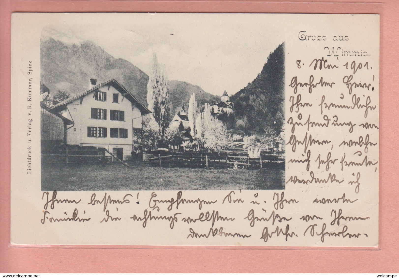 OUDE POSTKAART  ZWITSERLAND - SCHWEIZ - SUISSE -      GRUSS AUS WIMMIS 1901 - Wimmis