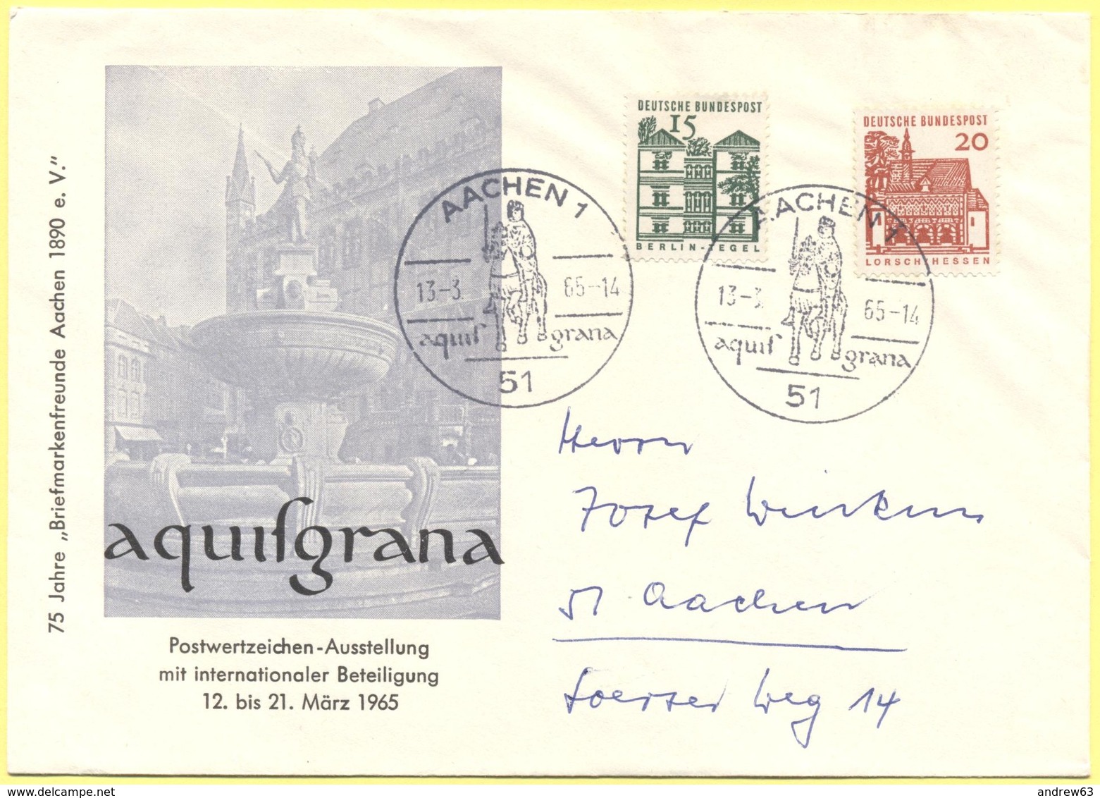 GERMANIA - GERMANY - Deutschland - ALLEMAGNE - BUNDESPOST - 1965 - 15 + 20 + Special Cancel Aachen Aquisgrana - Postwert - Reitsport