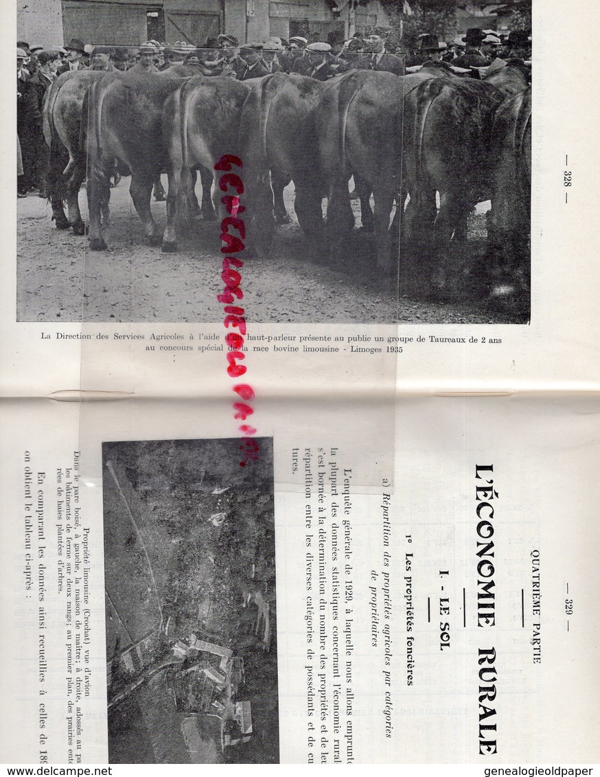 87- MONOGRAPHIE AGRICOLE HAUTE VIENNE- MINISTERE AGRICULTURE-1937-IMPRIMERIE DUPUY MOULINIER LIMOGES