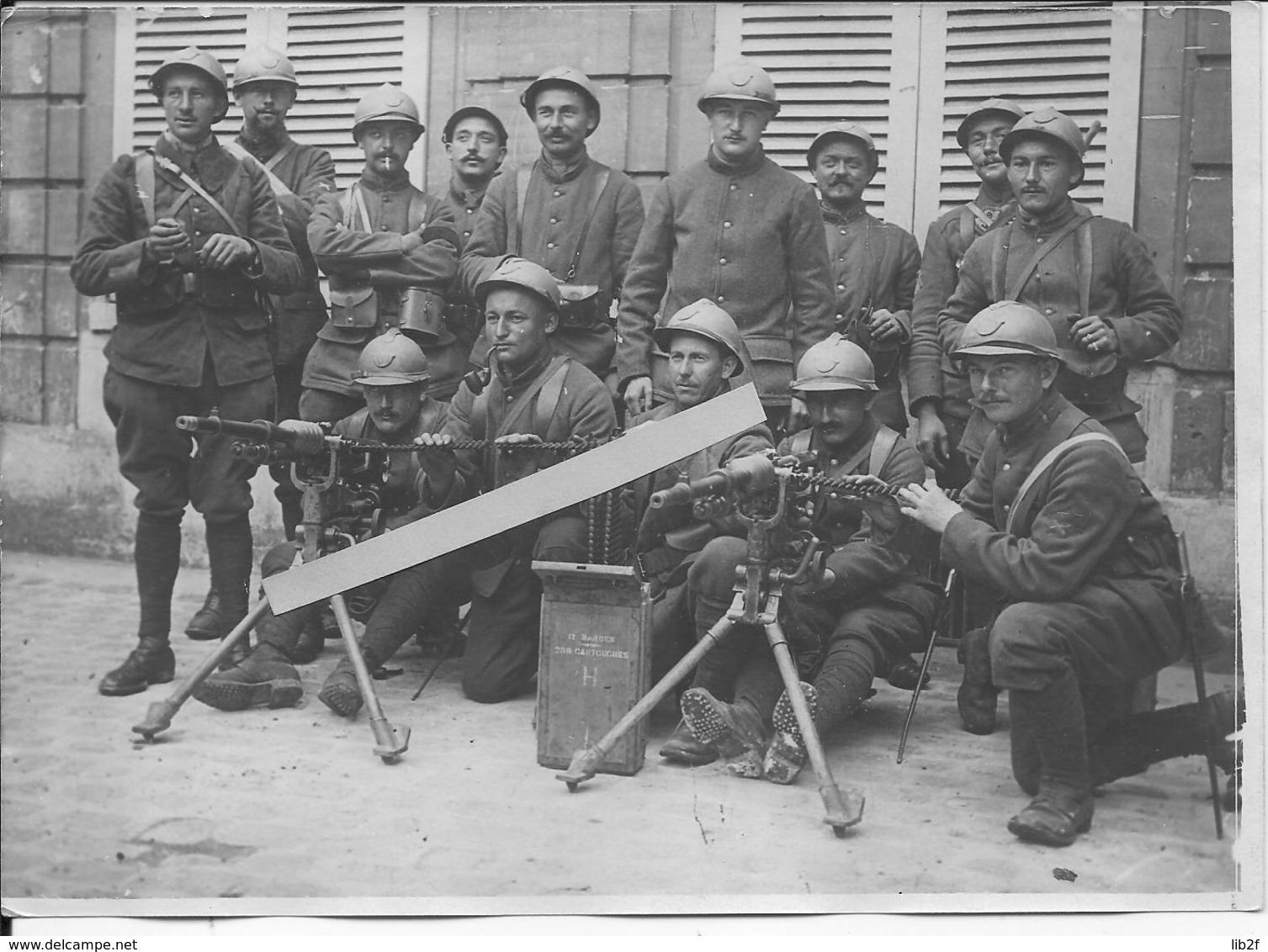 1917 Aisne Soldats Français Chasseurs à Pieds Peleton De Mitrailleurs Mitrailleuse Hotchkiss 1 Photo Ww1 1914-1918 - War, Military