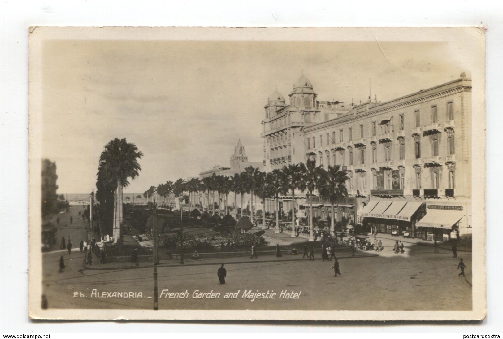 Alexandria - French Garden & Majestic Hotel - Old Real Photo Postcard - Alexandria