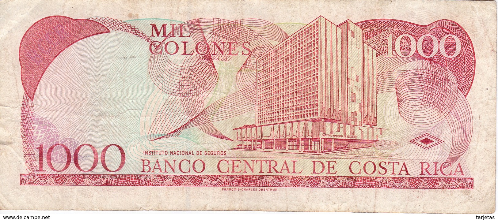 BILLETE DE COSTA RICA DE 1000 COLONES AÑO 1997 SERIE D  (BANKNOTE) - Costa Rica