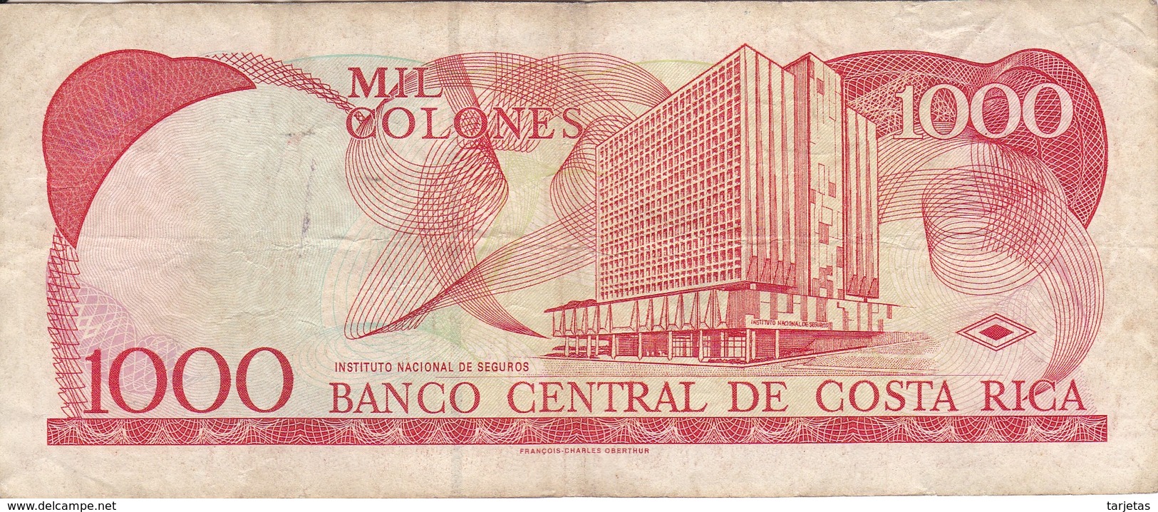 BILLETE DE COSTA RICA DE 1000 COLONES AÑO 1999 SERIE D  (BANKNOTE) - Costa Rica