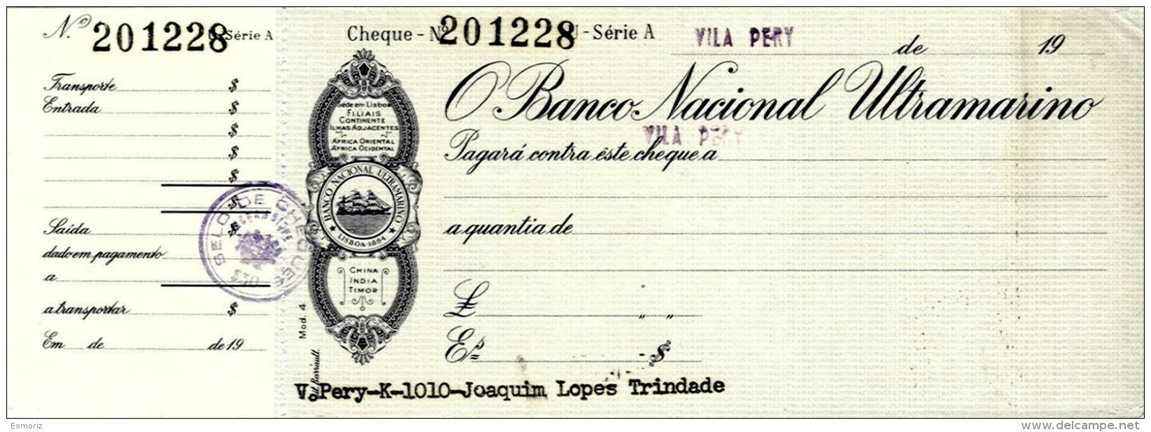 MOZAMBIQUE, Cheques, F/VF - Neufs