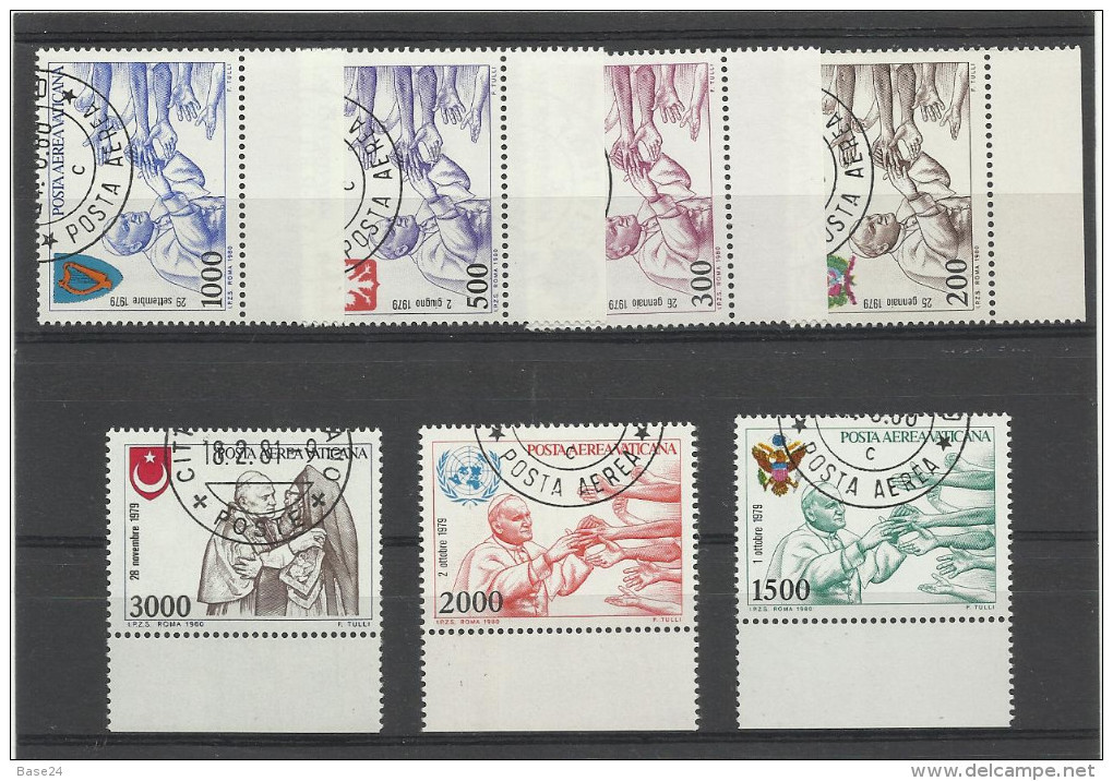1980 Vaticano Vatican VIAGGI DEL PAPA  GIOVANNI PAOLO II JOURNEYS OF POPE Serie Di 7v. Usata Con Bordo USED - Used Stamps