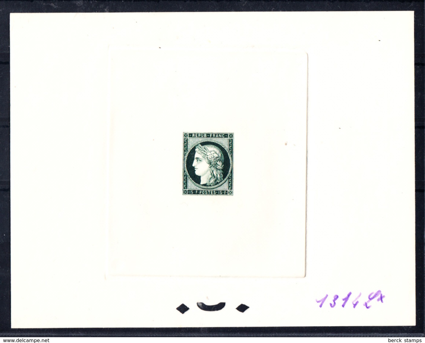 FRANCE - N° 830 - CENTENAIRE DU TIMBRE 1949 - EPREUVE N°1314 Lx VERT FONCE - LUXE - Artist Proofs