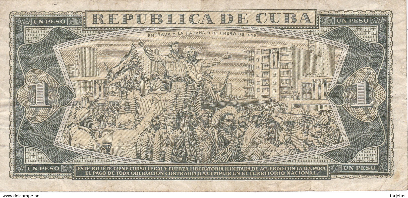 BILLETE DE CUBA DE 1 PESO DEL AÑO 1985 (BANK NOTE)  JOSE MARTI - Cuba