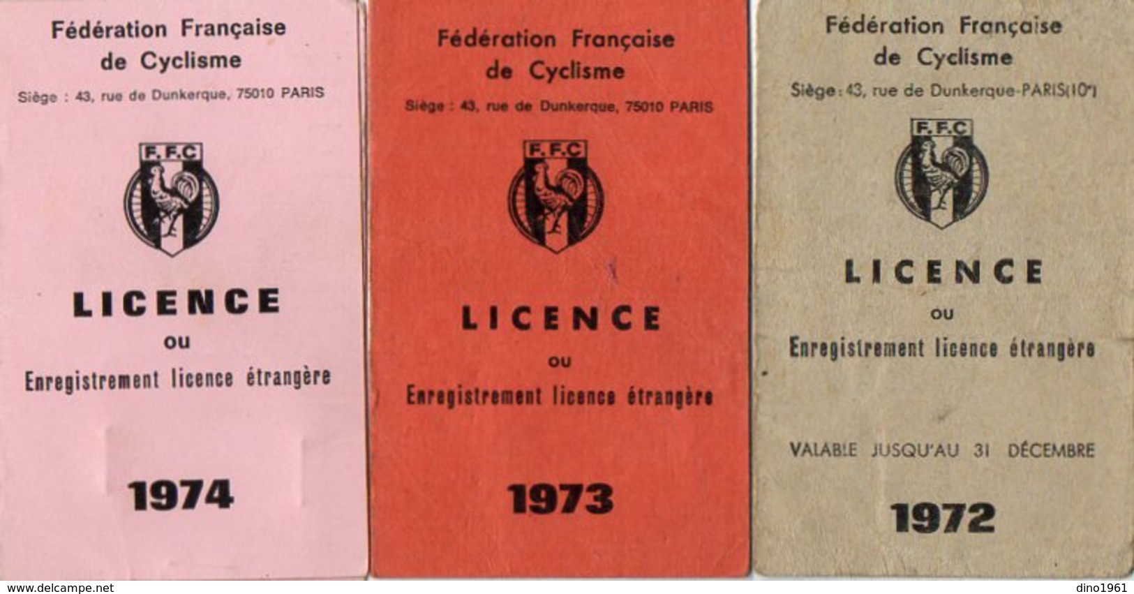 VP12.458 - PARIS X COURBEVOIE - Fédération Française De Cyclisme - 3 Licences Mme CARPENTIER à BEZONS - Wielrennen