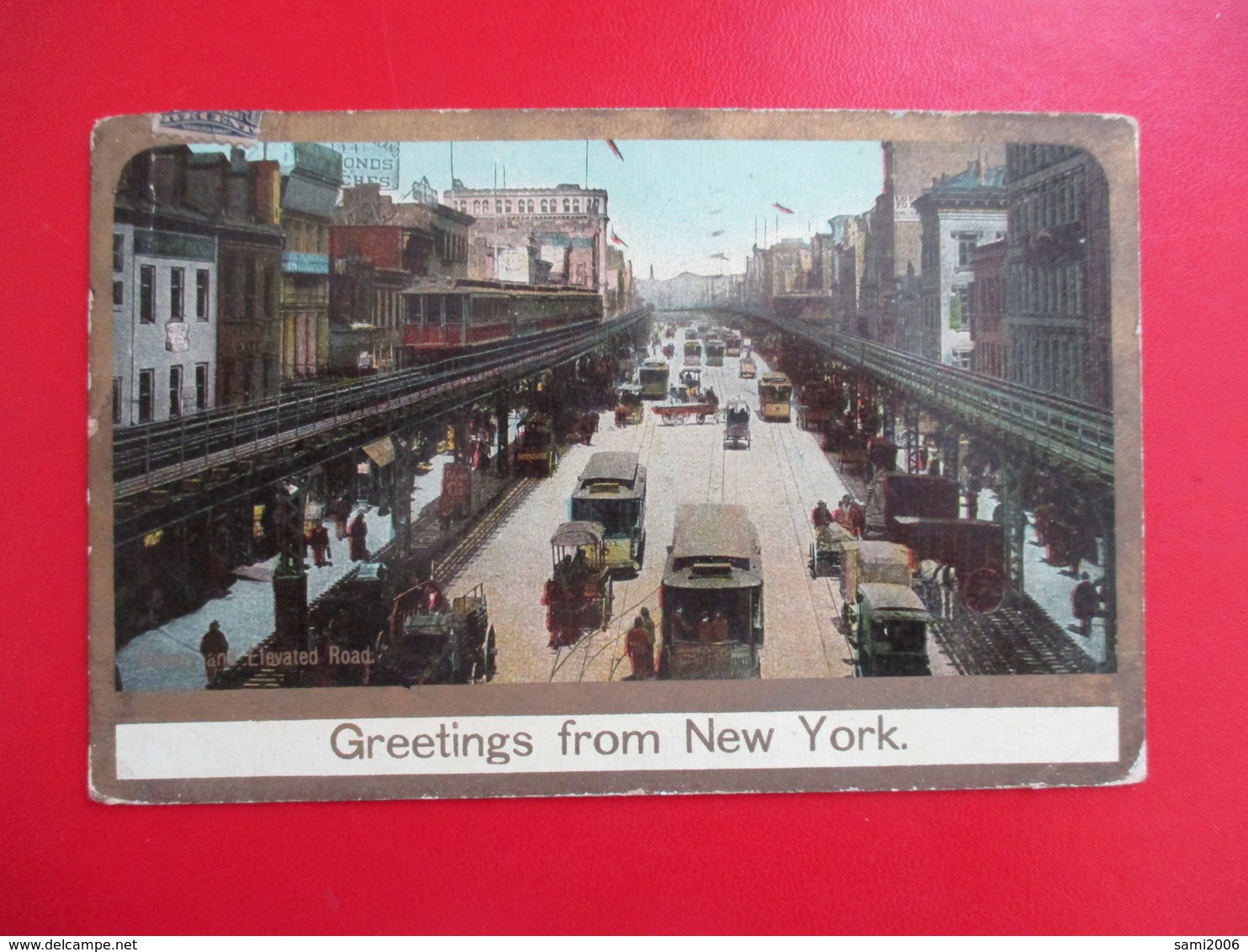 CPA ETATS UNIS GREETINGS FROM NEW YORK TRAMWAYS ATTELAGES - Autres & Non Classés