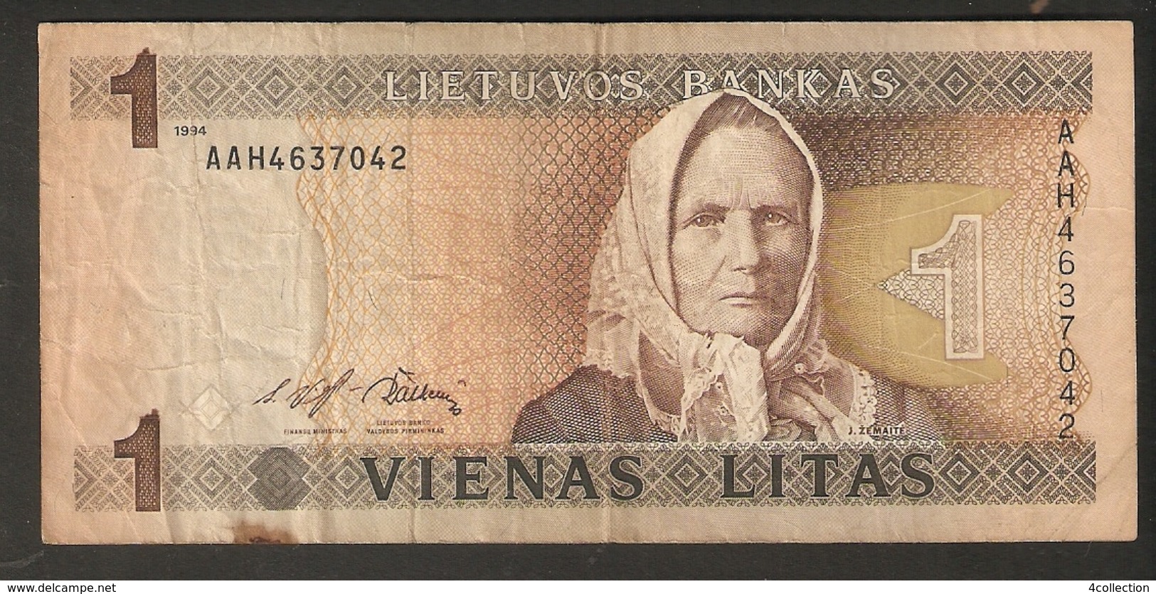 T. Lithuania Banknote 1 Vienas Litas 1994 AAH4637042 - Lituania