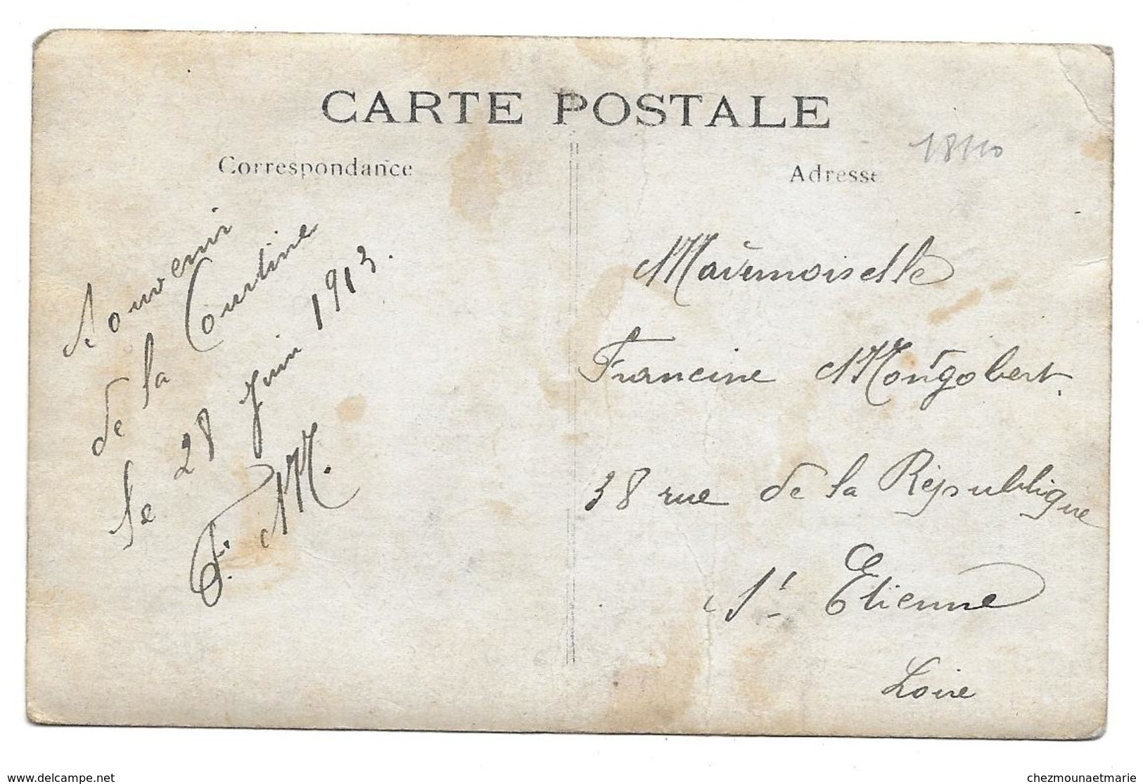 LA COURTINE 1913 - 2 EME REGIMENT - POUR MONTGAUBERT SAINT ETIENNE LOIRE - CARTE PHOTO MILITAIRE - Regimenten