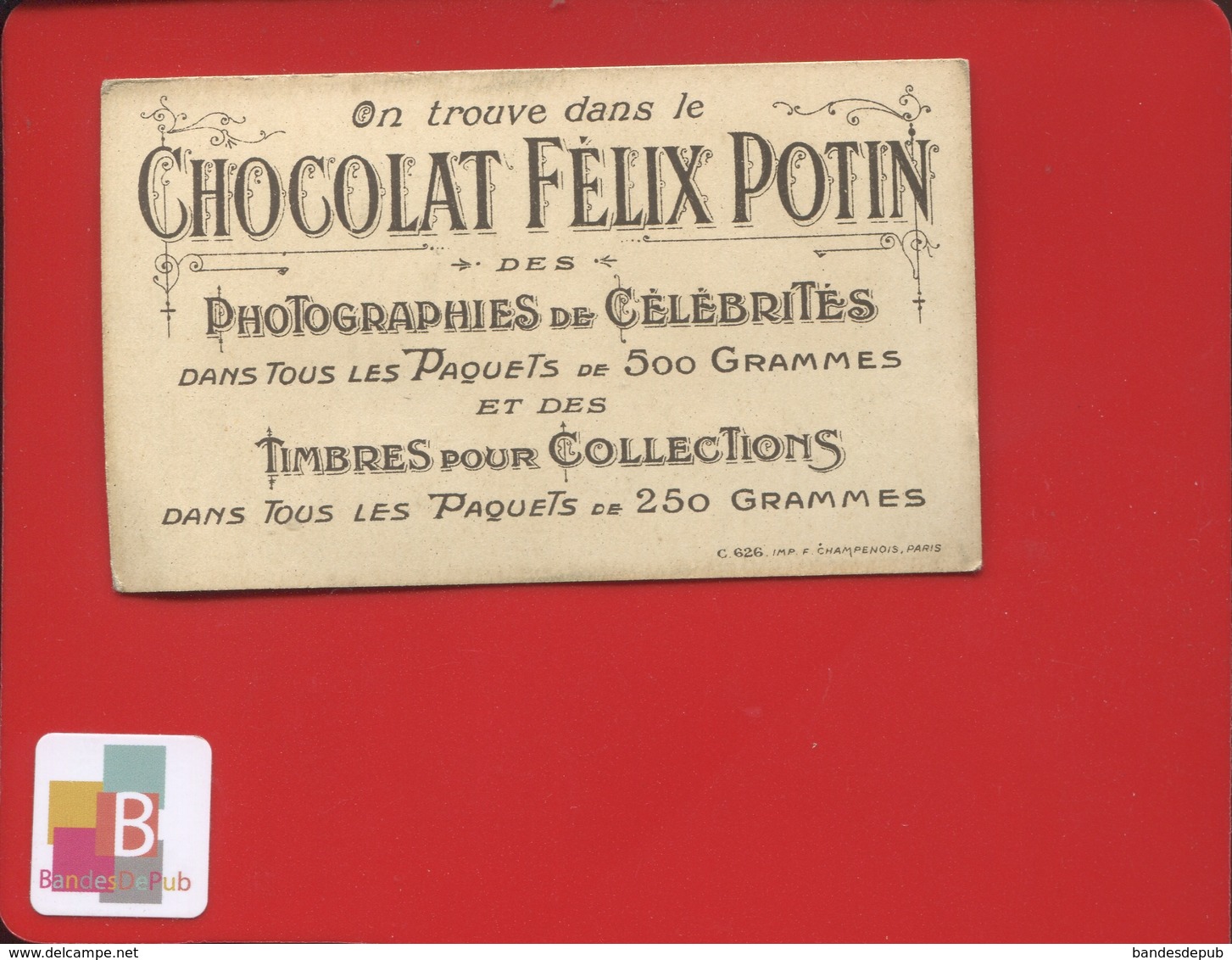 Chocolat Félix Potin  Chromo Champenois Bienfaiteurs Humanité Daguerre Photo Photographie Chambre Noire - Autres & Non Classés