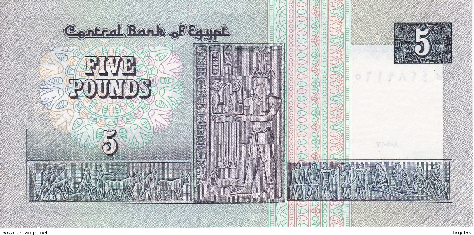 BILLETE DE EGIPTO DE 5 POUNDS DEL AÑO 1981 SIN CIRCULAR-UNCIRCULATED (BANK NOTE) - Egipto