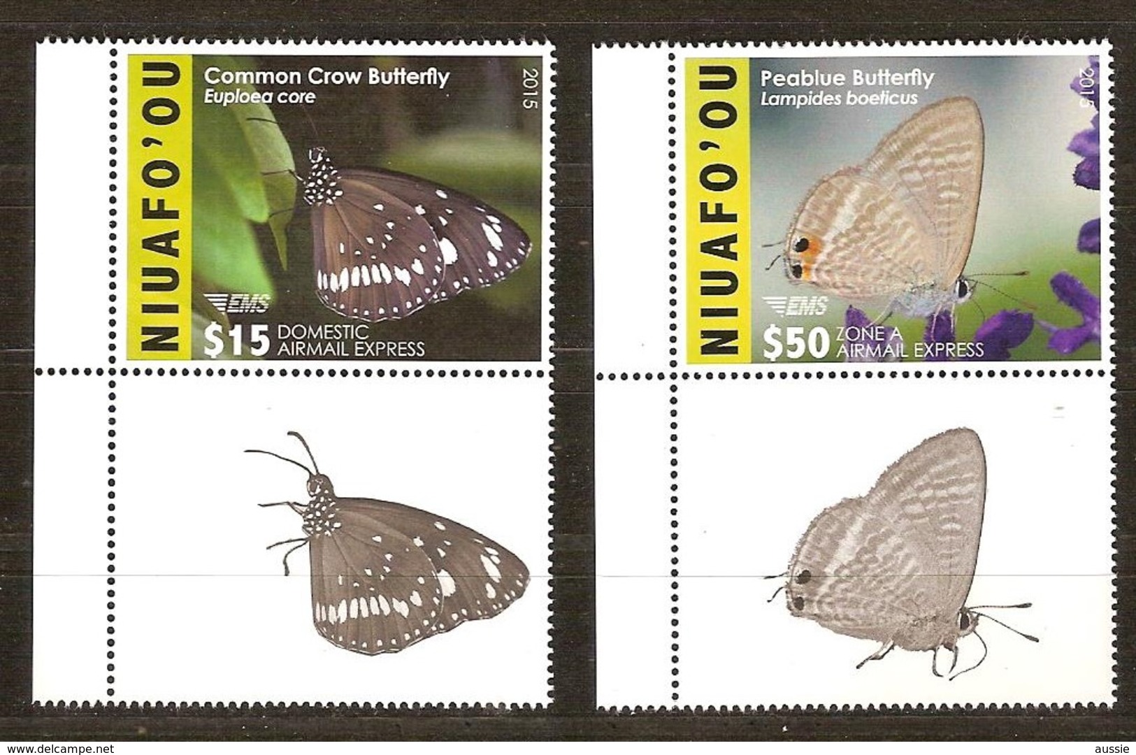 Tonga Niuafo'ou 2015 Yvertn° PA LP 5-6 *** MNH Cote 130 Euro Faune Papillons Vlinders Butterflies - Tonga (1970-...)