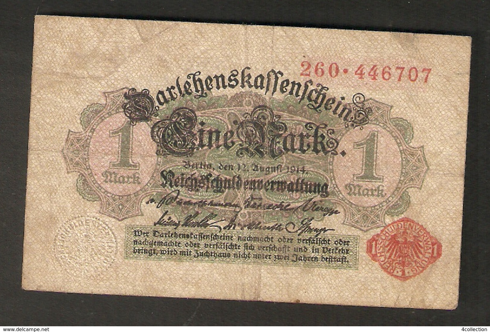 T. Germany German Empire  1 Mark 1914 - Ser. 260 . 446707 - Other & Unclassified