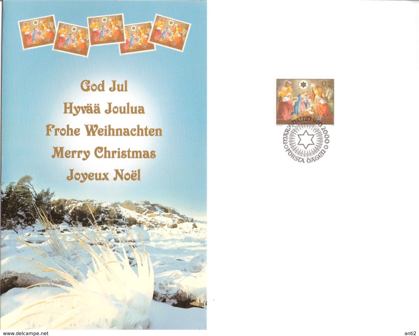 Åland Aland 2000 Chrismas Greetings On Folder From Posten Cancelled - Aland