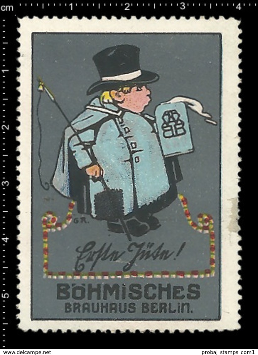 Old German Poster Stamp Cinderella Reklamemarke Vignette Erinnofili Publicité Brauerei Brauhaus Bier Bräu Brewery Beer - Beers
