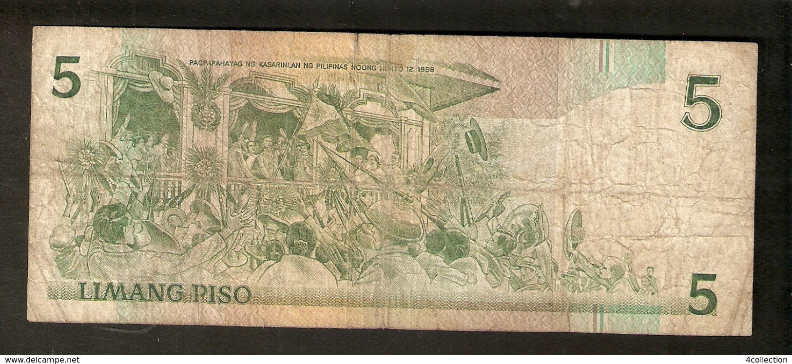 T. Philippines Republika Ng Pilipinas Limang Piso 5 Pesos ( 1956 ) Emilio Aguinaldo Ser. PY 341896 - Philippines