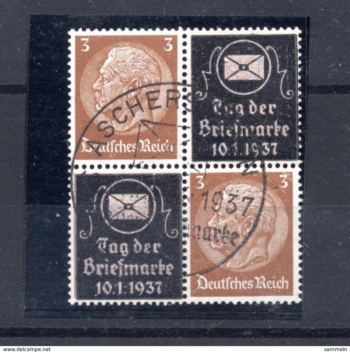 9676 Deutschland, Germany, Drittes Reich, Mi 513, Viererblock, TdM 1937, SoSt Aschersleben - Gebraucht