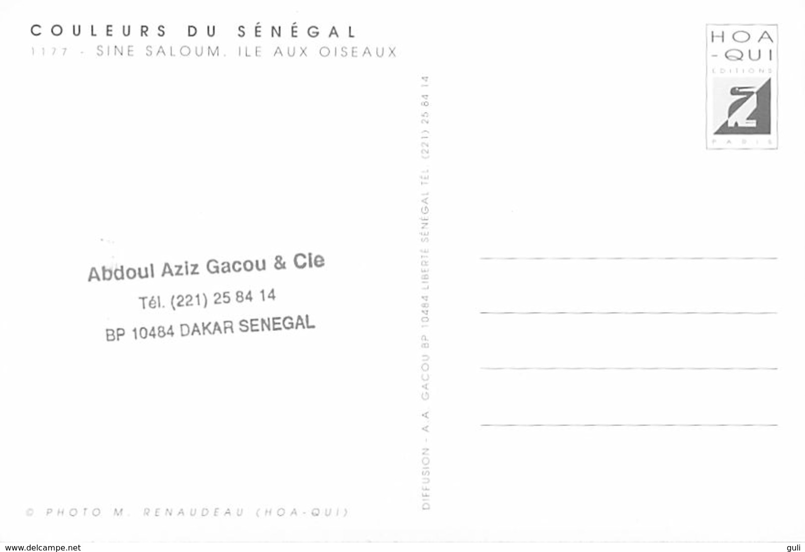 Afrique > COULEURS Du SENEGAL SINE SALOUM Ile Aux Oiseaux  (RENAUDEAU 1177)  *PRIX FIXE - Sénégal