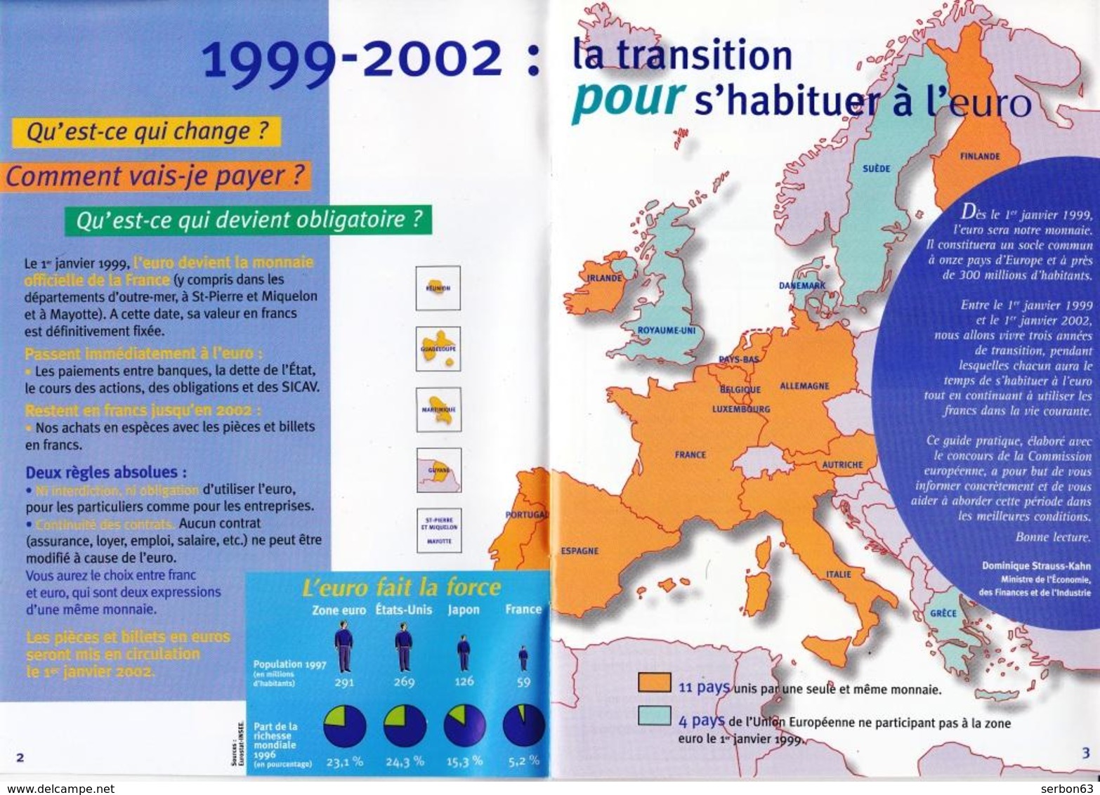 GUIDE PRATIQUE DE L'EURO 1999-2002 L'EURO FAIT LA FORCE LIVRET DE 16 PAGES 21X15cm TOUTE LA MONNAIE -NOTRE SITE Serbon63 - Livres & Logiciels