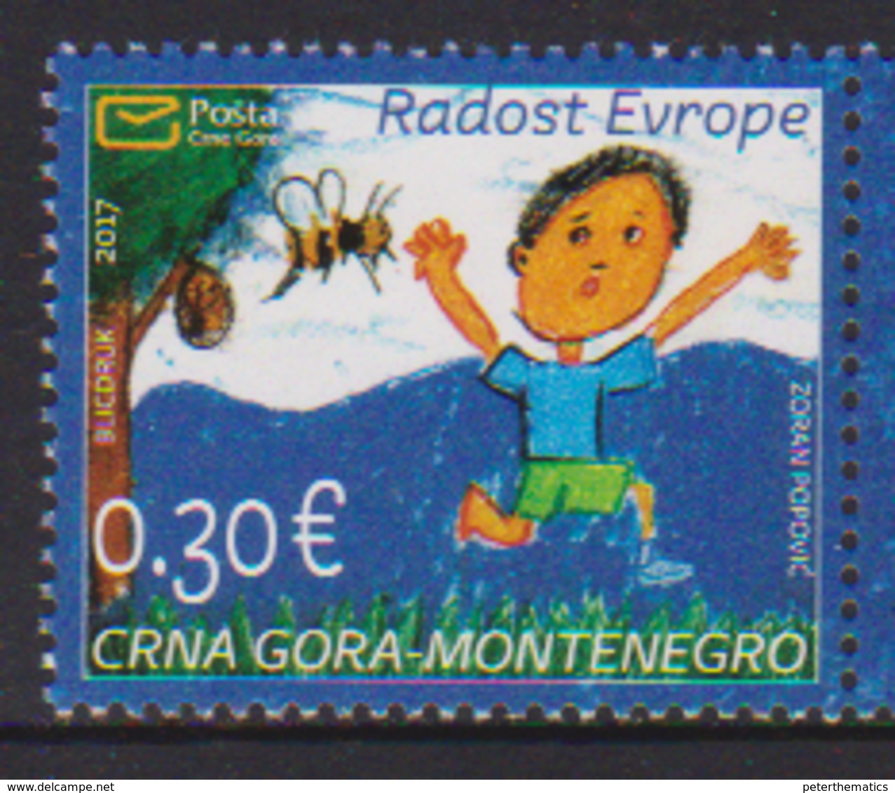 MONTENEGRO ,2017,MNH,JOY OF EUROPE,BEES, CHILD ART,  1v - Other & Unclassified