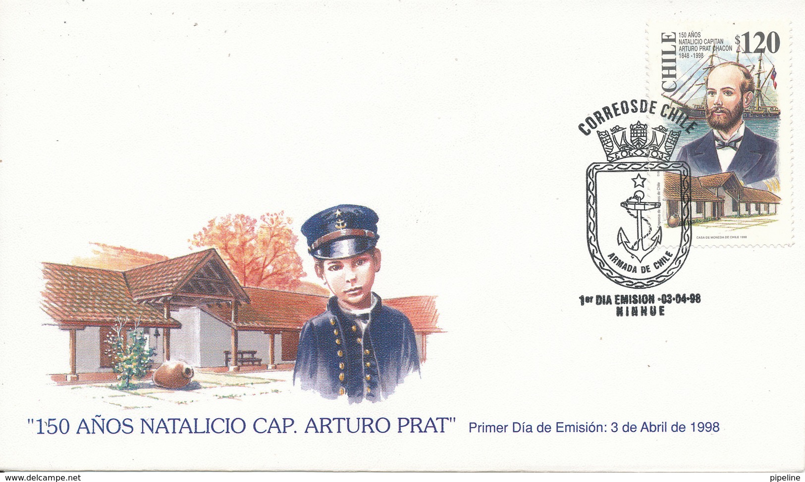 Chile FDC Cap. Arturo Prat 3-4-1998 With Cachet - Chile