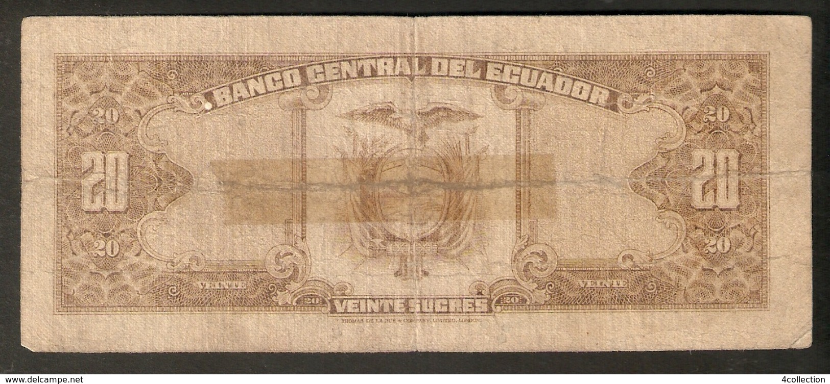 T. Banco Central Del Ecuador Veinte 20 Sucres 1983 Compania De Jesus-Guito # 06198043 - Ecuador