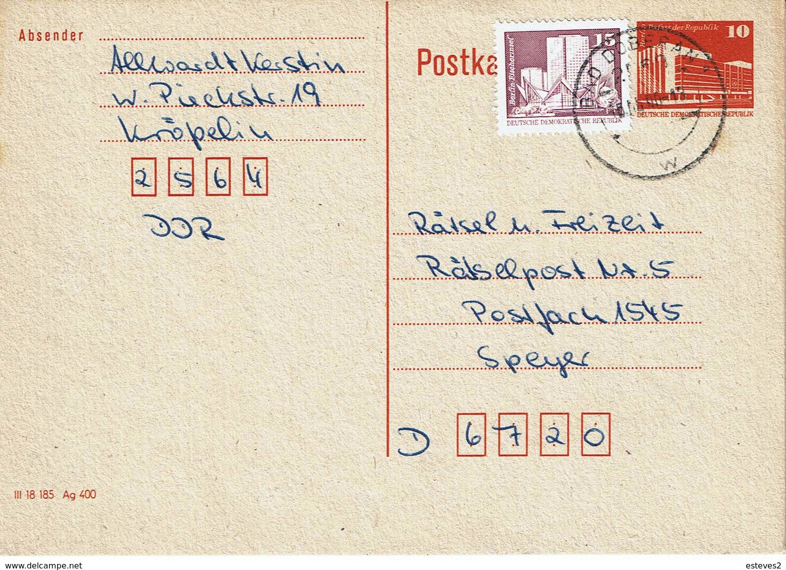 East  Germany , DDR , 1990 , Stationery ,  Bad Doberan Postmark - Postkarten - Gebraucht