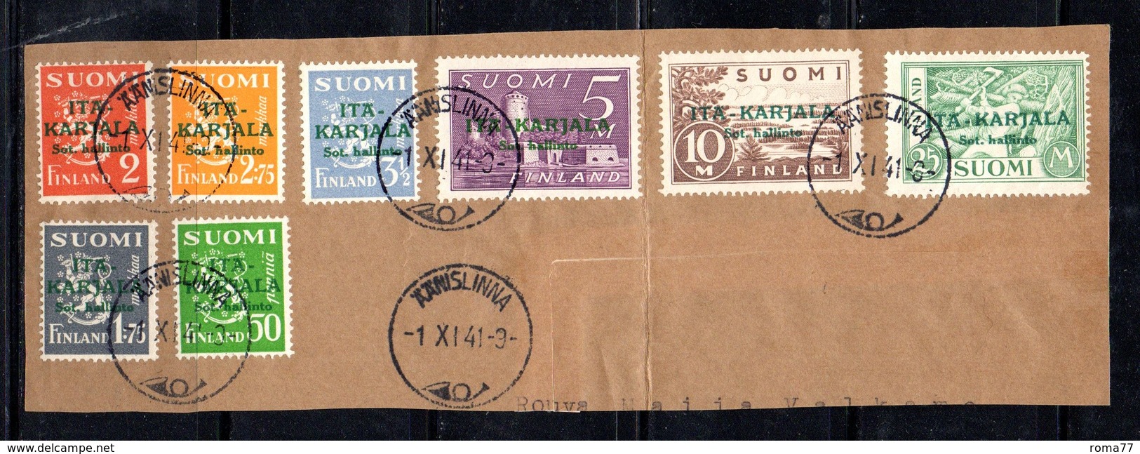 752 490 - CARELIA 1941 , Unificato Serie  N. 8/15 Soprastampa Verde - Lokale Uitgaven