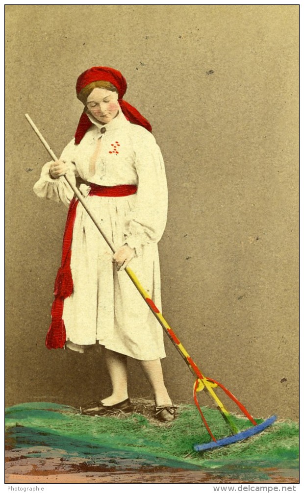 Suede Scanie Herrestad Femme Costume Traditionnel Ancienne CDV Photo Eurenius 1868 - Old (before 1900)