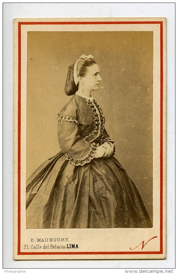 Perou Lima Femme Mode Costume Ancienne CDV Photo Maunoury Nadar 1870 - Old (before 1900)