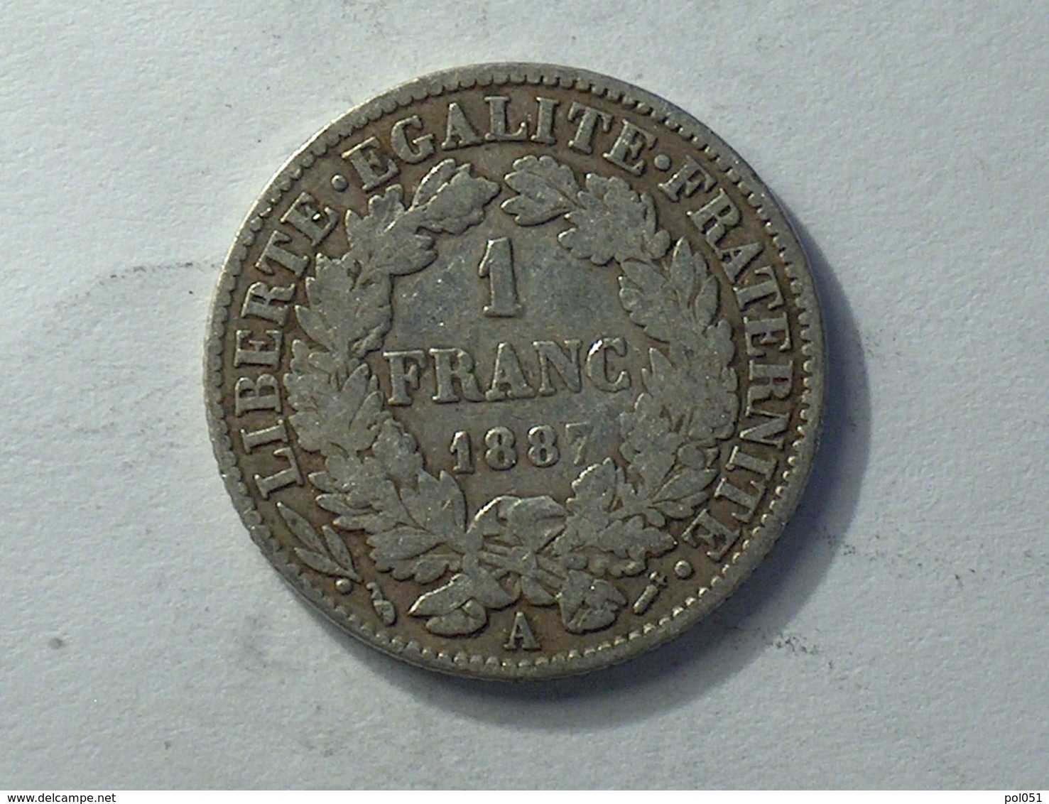 FRANCE 1 Franc 1887 A - Silver, Argent - Autres & Non Classés