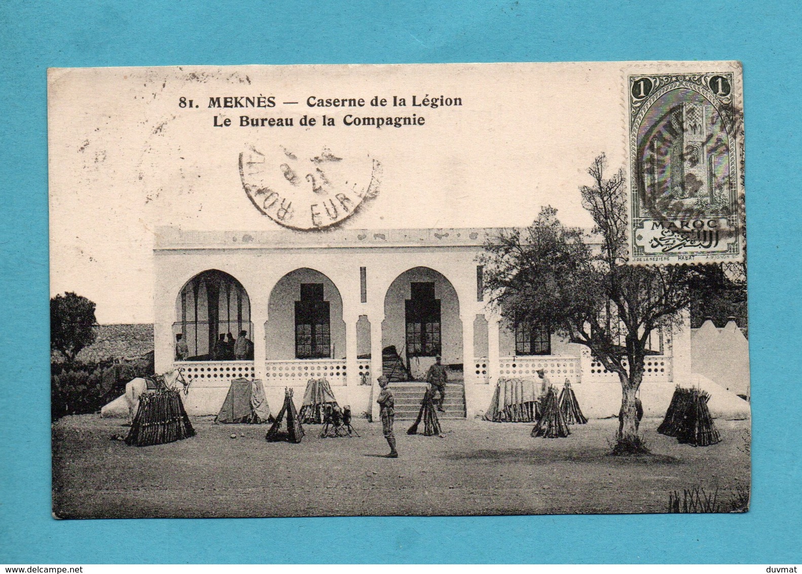 Maroc Meknes  Caserne De La Legion Etrangere Avec Cachet De John Wuitton's Sous Officier Du Campement De Meknes (pli ) - Meknès