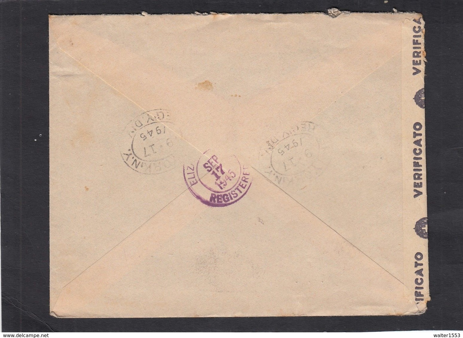 Storia Postale Luogotenenza Busta Del 13/8/1945 Da Roma Per USA Affr. 3 Valori 5 Lire Imperiale In Tarifffa - Storia Postale