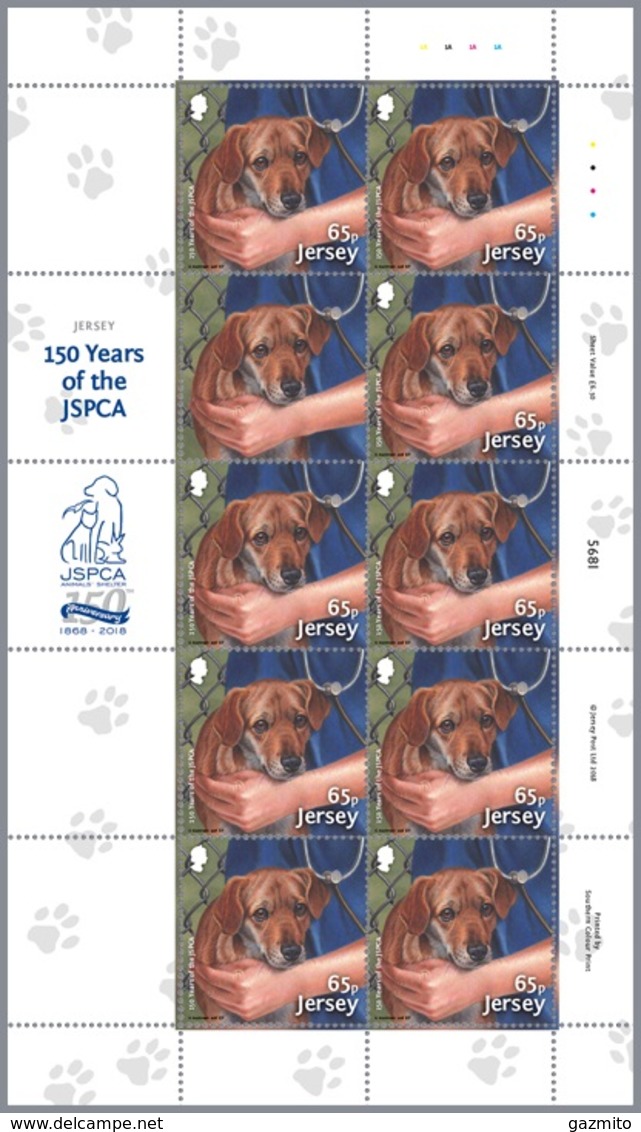 Jersey 2018, Save Animals, Dogs, 65p Sheetlets - Chiens