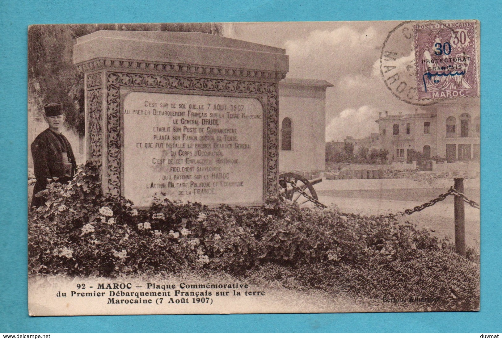 Maroc Casablanca Plaque Commemorative Du 1er Debarquement Des Français Sur La Terre Marocaine - Casablanca