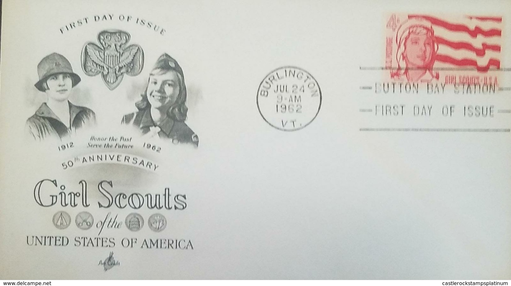 L) 1962 UNITED STATES - USA, 50 ANNIVERSARY GIRL SCOUT, 4C, CHILDREN, FDC - 1961-1970