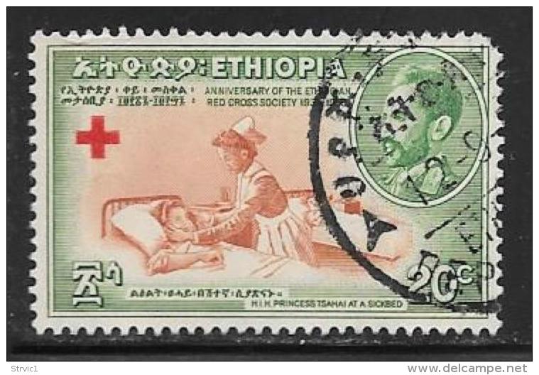 Ethiopia, Scott # 343 Used Red Cross, Nurse, 1955, Round Corner - Ethiopia