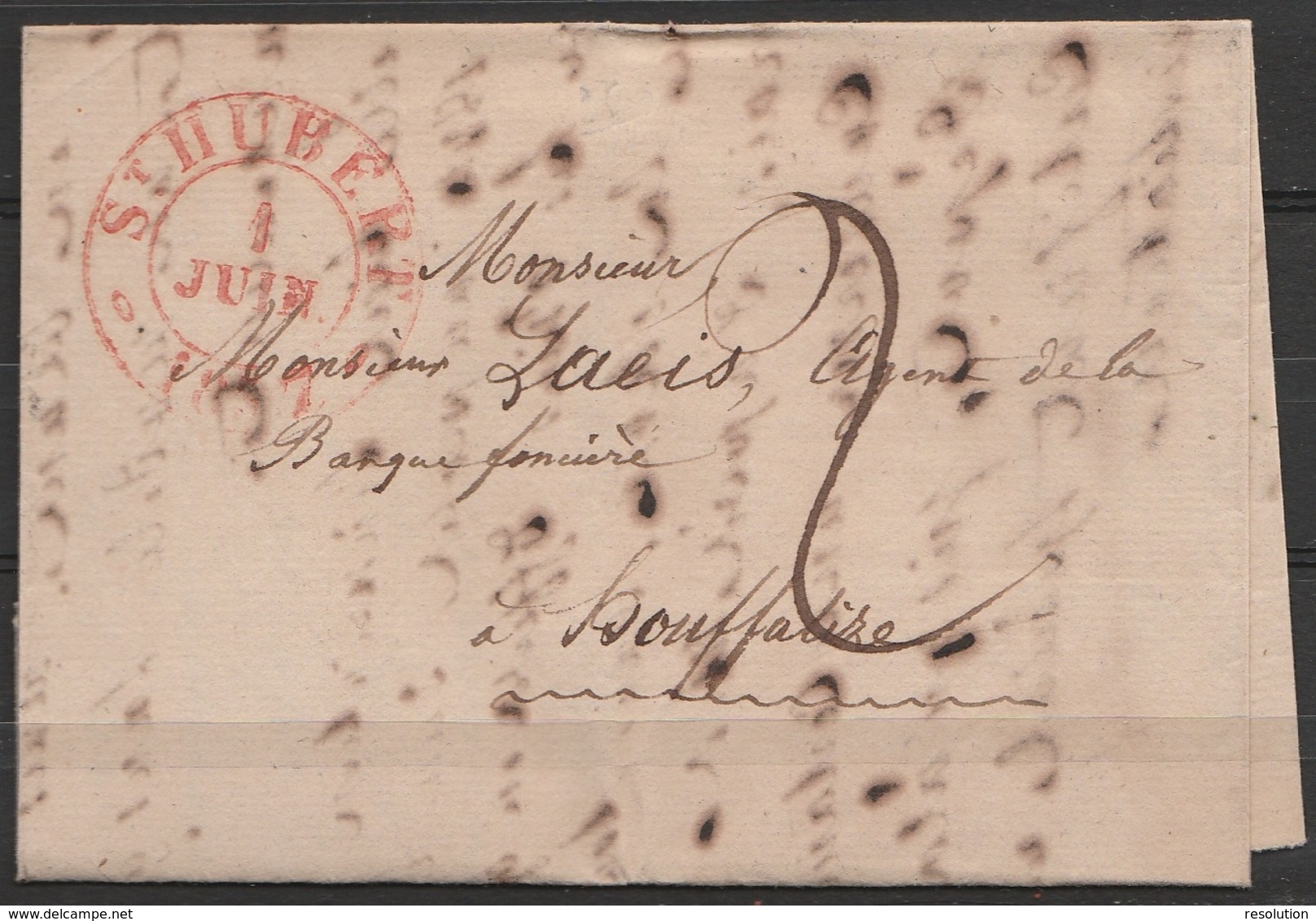 L. Càd "ST-HUBERT/1 JUIN/1837" Pour HOUFFALIZE - Port "2" - 1830-1849 (Unabhängiges Belgien)