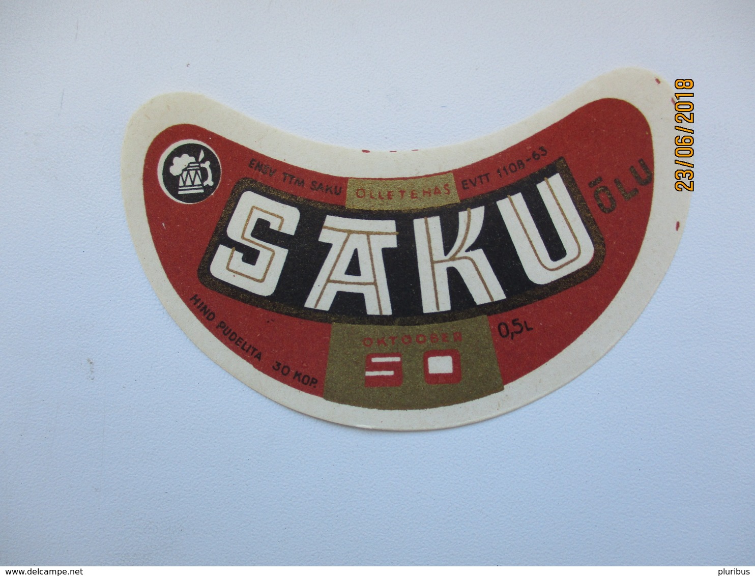 ESTONIA , OLD BEER LABEL , SAKU  0,5  , 0 - Bière