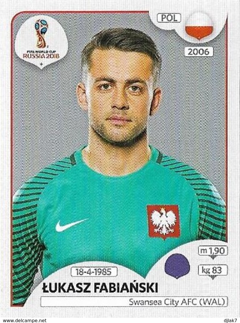 VIGNETTE PANINI FIFA WORLD CUP RUSSIA 2018 POLOGNE LUKASZ FABIANSKI N°594 - French Edition