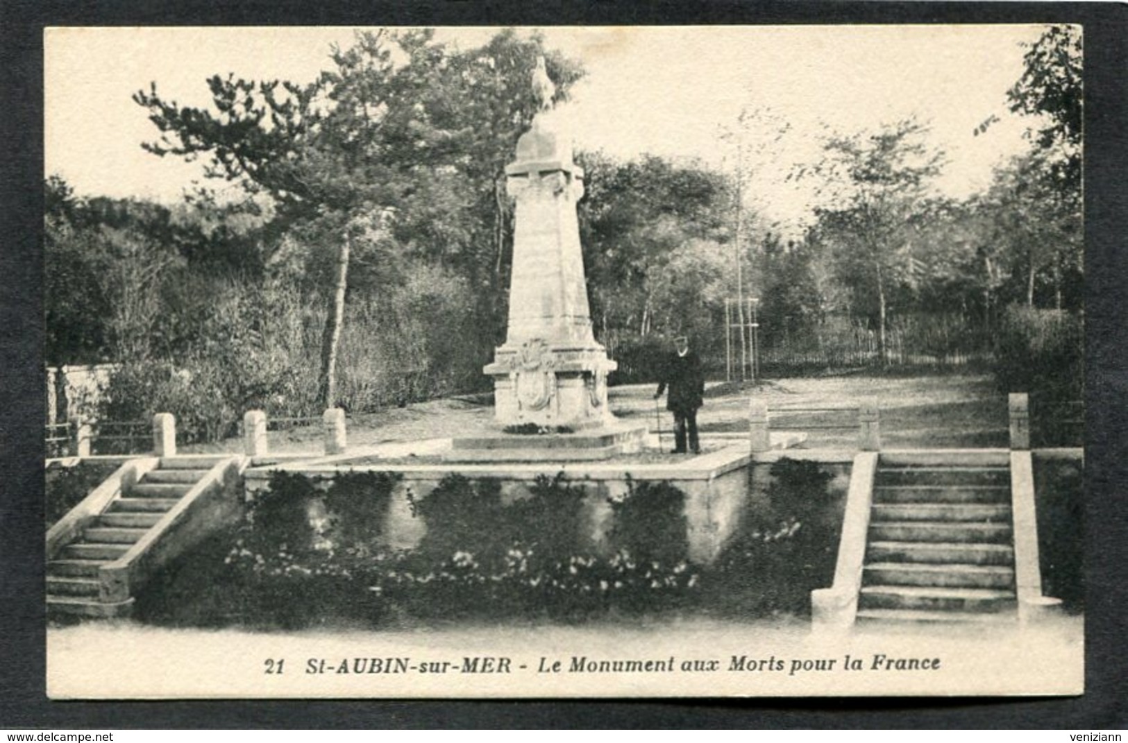 CPA - ST AUBIN SUR MER - Le Monument Aux Morts, Animé - Saint Aubin